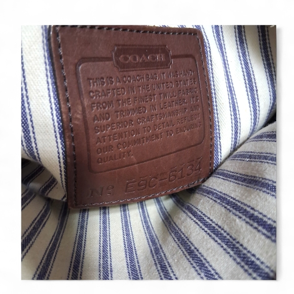 Vintage Coach Greenwhich Tote 6134 Khaki Twill and Mahagony Leather - Picture 10 of 13